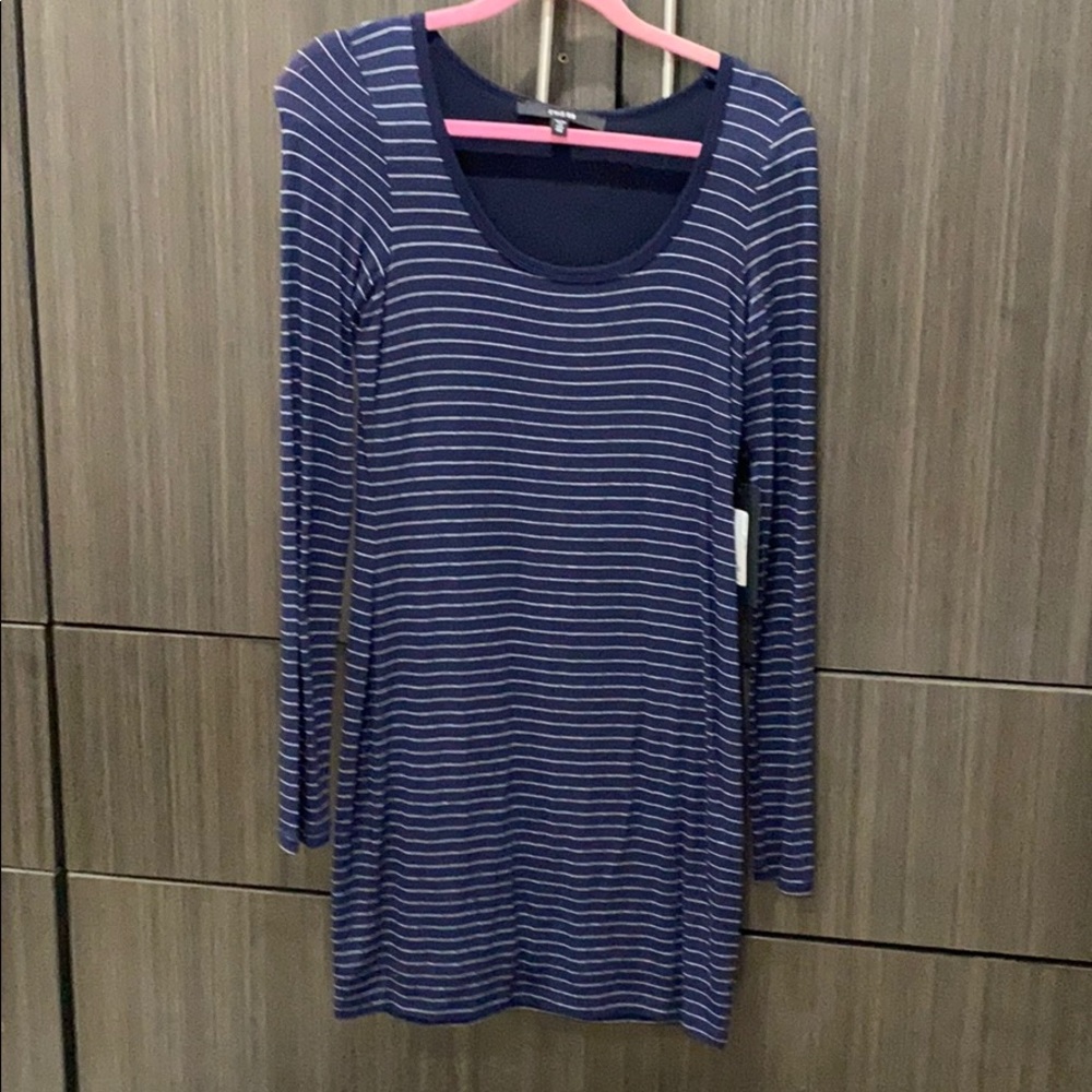 Blue stripped tight long sleeve dress
